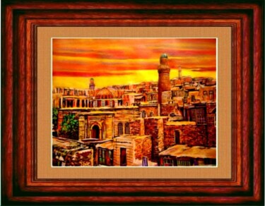Painting titled "Baku  The Old Town" by Ramin Kerimov, Original Artwork, Acrylic