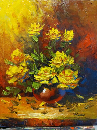 Schilderij getiteld "Gelb" door Ramo Ram, Origineel Kunstwerk, Olie