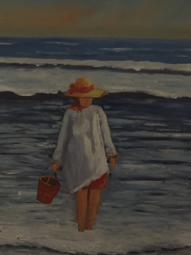 Pintura titulada "Niños en la playa 2" por Ramón (R. Marín), Obra de arte original
