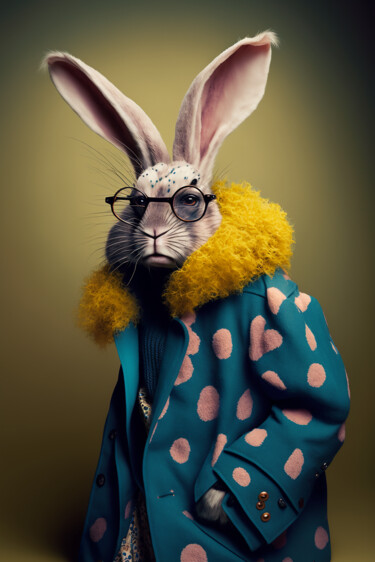 Digital Arts titled "Jay, the Rabbit" by Ramona Gliga, Original Artwork, AI generated image