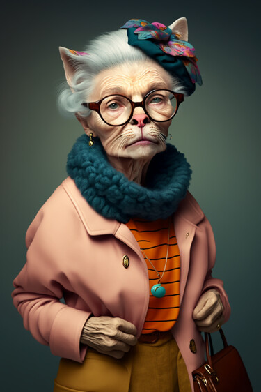 Digital Arts titled "Mildred, the Cat" by Ramona Gliga, Original Artwork, AI generated image