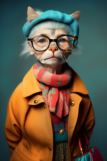 Digital Arts titled "Kitty, the  Cat" by Ramona Gliga, Original Artwork, AI generated image