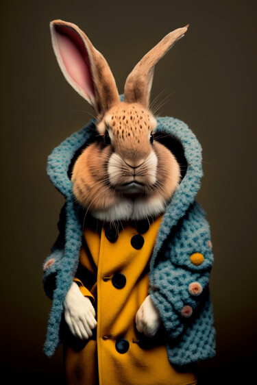 Digital Arts titled "Colin, the Rabbit" by Ramona Gliga, Original Artwork, AI generated image