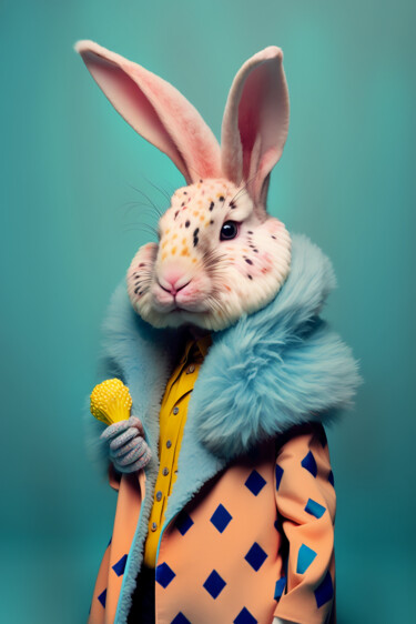 Digital Arts titled "Ted, the rabbit" by Ramona Gliga, Original Artwork, AI generated image