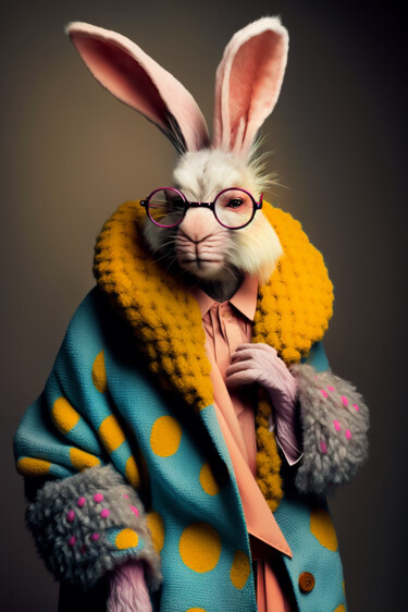 数字艺术 标题为“Stephen, the rabbit” 由Ramona Gliga, 原创艺术品, AI生成的图像