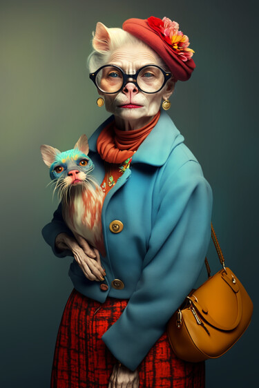 Melanie, the cat Arts numériques intitulée "Melanie, the cat" par Ramona Gliga, Œuvre d'art originale, Image générée par l'IA