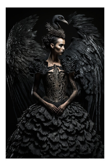 Digital Arts με τίτλο "Black Swan 1" από Ramona Gliga, Αυθεντικά έργα τέχνης, Εικόνα που δημιουργήθηκε με AI