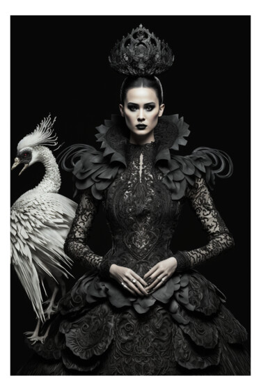 Digital Arts titled "Black Swan 4" by Ramona Gliga, Original Artwork, AI generated image