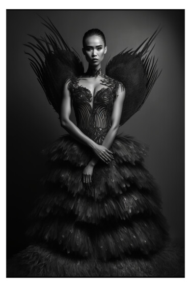 Digital Arts titled "Black Swan 6" by Ramona Gliga, Original Artwork, AI generated image