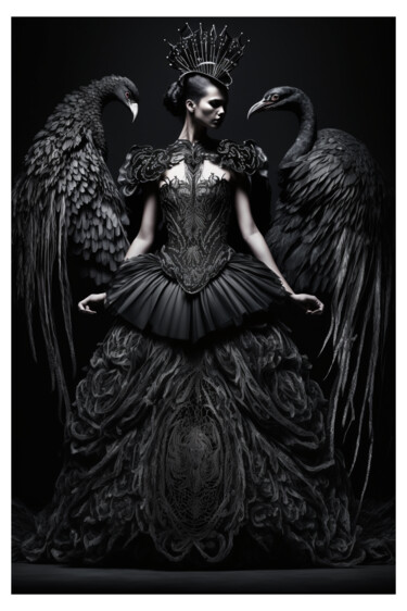 Digital Arts titled "Black Swan 7" by Ramona Gliga, Original Artwork, AI generated image