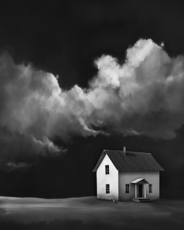 Digitale Kunst mit dem Titel "House in the clouds…" von Ramona Gliga, Original-Kunstwerk, Digitale Malerei