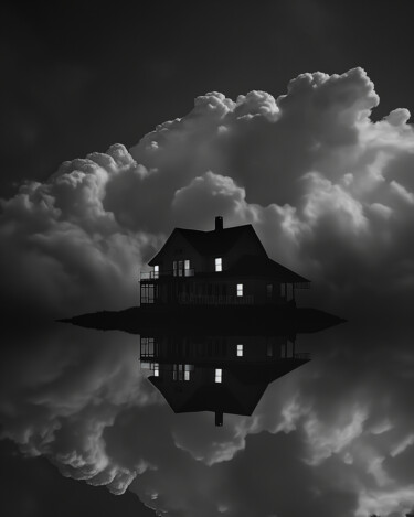 Arte digitale intitolato "House in the clouds…" da Ramona Gliga, Opera d'arte originale, Collage digitale