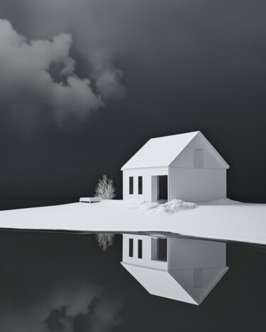 Цифровое искусство под названием "House in the clouds…" - Ramona Gliga, Подлинное произведение искусства, Изображение, сгене…