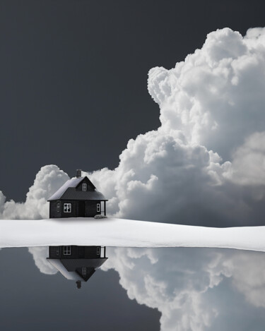 Digitale Kunst getiteld "House in the clouds…" door Ramona Gliga, Origineel Kunstwerk, Digitale collage