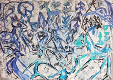 Mensch und Tier Malerei mit dem Titel "Mensch und Tier" von Ramona Leiß, Original-Kunstwerk, Acryl