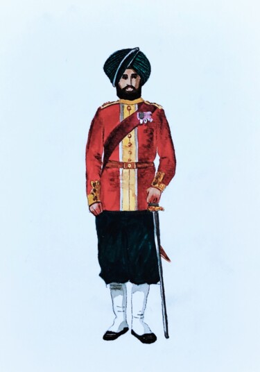 Painting titled "BRITISH INDIAN ARMY…" by Lalit Ramteke, Original Artwork, Watercolor