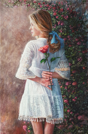 Schilderij getiteld "Sub rosa" door Vladimir Remizov, Origineel Kunstwerk, Olie