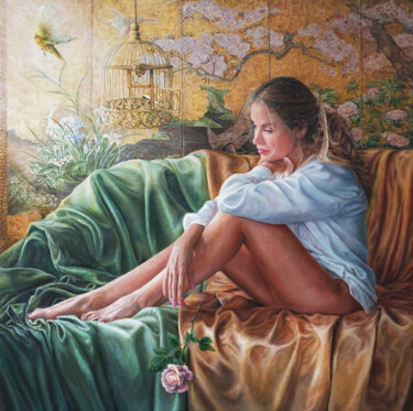 Картина под названием "The golden cage" - Владимир Ремизов, Подлинное произведение искусства, Масло