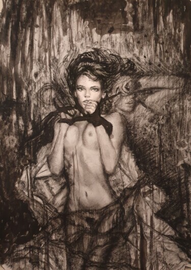 Рисунок под названием "Страх" - Владимир Ремизов, Подлинное произведение искусства, Древесный уголь