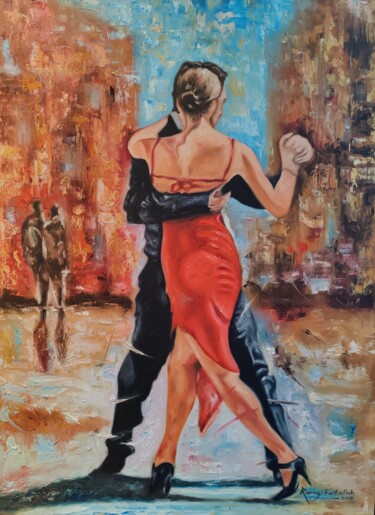 Peinture intitulée "Our first dance" par Ramzi Fathallah, Œuvre d'art originale, Huile Monté sur Châssis en bois