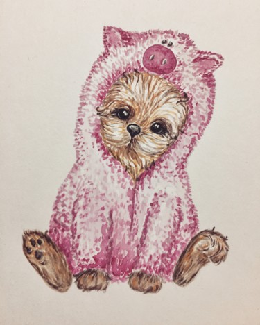 Рисунок под названием "йорк-собака.jpeg" - Daryarv, Подлинное произведение искусства, Цветные карандаши