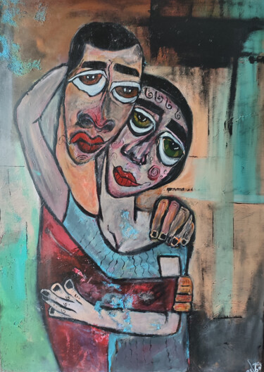 Painting titled "Embrace of Love" by Rana Siba, Original Artwork, Acrylic