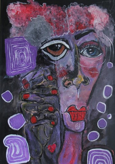 Pittura intitolato "Purple Night" da Rana Siba, Opera d'arte originale, Acrilico