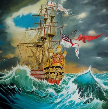 Painting titled "Seascape" by R.M.Roofi, Original Artwork, Oil