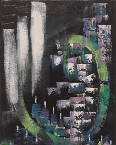 Malarstwo zatytułowany „Silent temple” autorstwa Brush Strokes And Beyond, Oryginalna praca, Olej