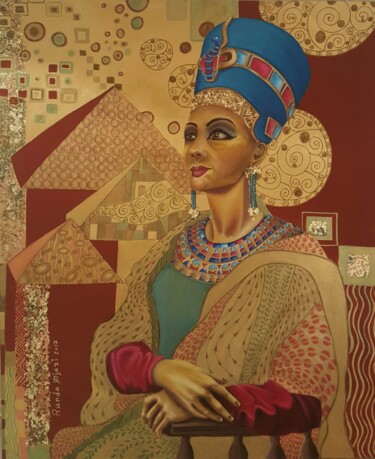 Peinture intitulée "The Egyptian MonaLi…" par Randa Hijazi, Œuvre d'art originale, Acrylique