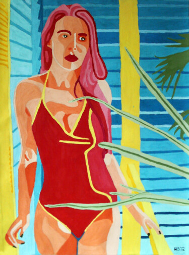 Schilderij getiteld "Swimsuit" door Randall Steinke, Origineel Kunstwerk, Olie