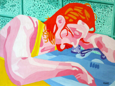 Pintura intitulada "Man over Sink" por Randall Steinke, Obras de arte originais, Óleo