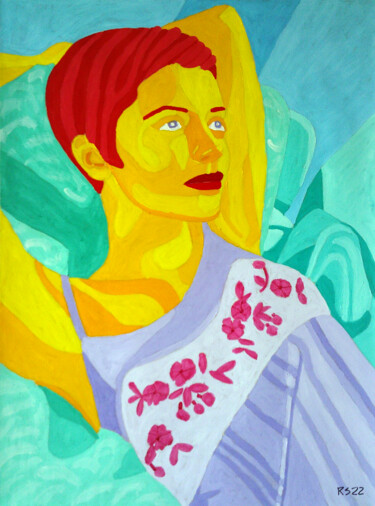Peinture intitulée "Woman Gazing" par Randall Steinke, Œuvre d'art originale, Huile