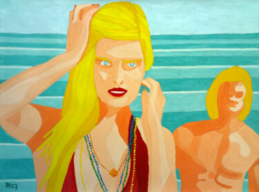 Peinture intitulée "Woman at Ocean" par Randall Steinke, Œuvre d'art originale, Huile