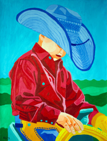 Peinture intitulée "Young Cowboy" par Randall Steinke, Œuvre d'art originale, Huile