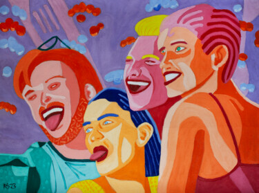 Painting titled "Friends" by Randall Steinke, Original Artwork, Oil