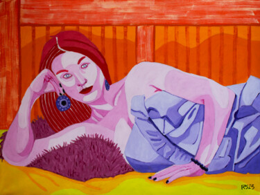 Painting titled "Ashley No. 5" by Randall Steinke, Original Artwork, Oil Mounted on Wood Stretcher frame