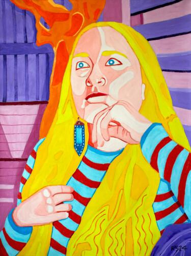 「Hannah No. 7」というタイトルの絵画 Randall Steinkeによって, オリジナルのアートワーク, オイル ウッドストレッチャーフレームにマウント