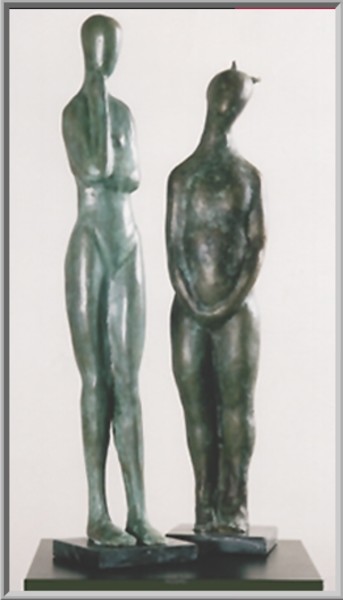 Sculpture titled "Nymph & Pan" by Randy Addy, Original Artwork, Bronze