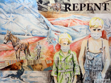 Painting titled "REPENT" by Randy A Bennett Art, Original Artwork, Acrylic