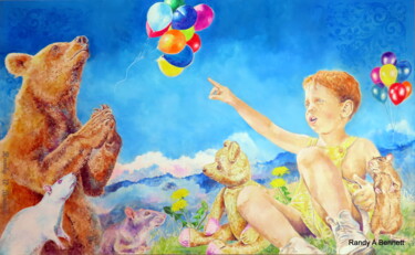 Painting titled "MR. BEAR WAS VERY S…" by Randy A Bennett Art, Original Artwork, Acrylic