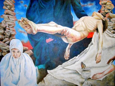 Peinture intitulée "THE DEAD CHRIST" par Randy A Bennett Art, Œuvre d'art originale