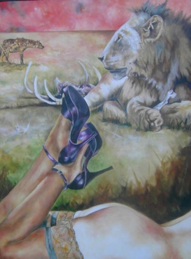 Peinture intitulée "LION AND LACE" par Randy A Bennett Art, Œuvre d'art originale