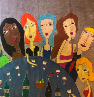 Картина под названием "Gathering Round the…" - Rania Akel, Подлинное произведение искусства, Пастель