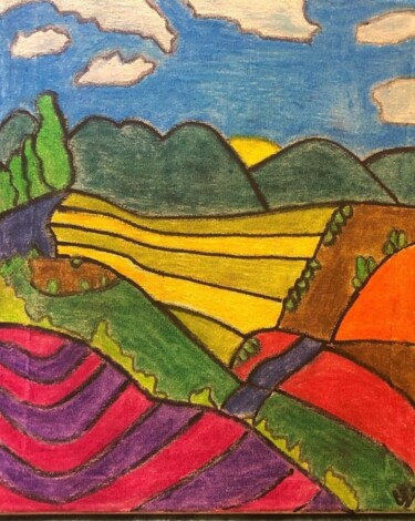 Pittura intitolato "Landscape" da Rania Akel, Opera d'arte originale, Pastello