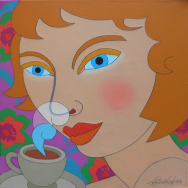 Painting titled "AROMA" by Ranieri Wanderlingh, Original Artwork, Oil Mounted on Wood Stretcher frame