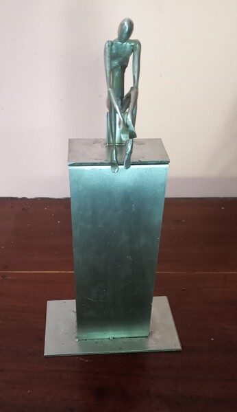 Sculpture titled "Man On The Edge" by Ranil Sugathapala, Original Artwork, Stainless Steel