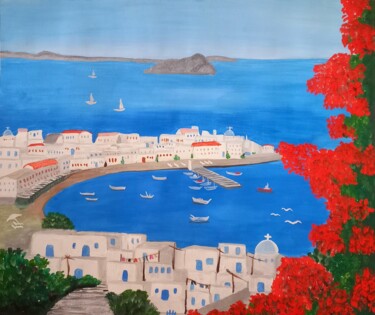 Malarstwo zatytułowany „Greece” autorstwa Ranil Sugathapala, Oryginalna praca, Akwarela