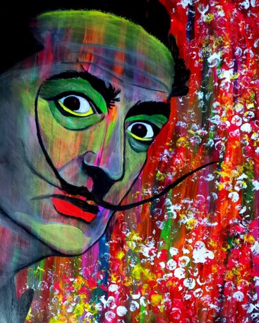 Pintura intitulada "Salvador Dali" por Ranil Sugathapala, Obras de arte originais, Acrílico