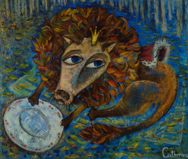 Pintura intitulada "The king is hungry" por Catherine Baush, Obras de arte originais, Óleo